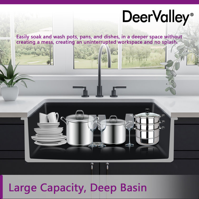 Matte Black Fireclay Farmhouse Drop-In Kitchen Sink