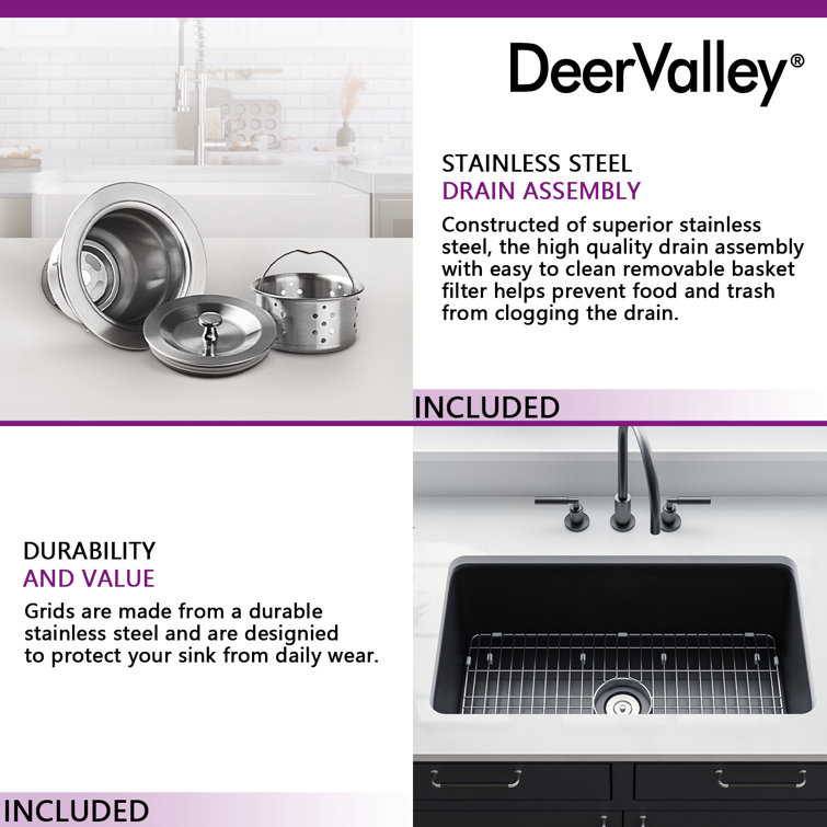 Matte Black Fireclay Farmhouse Drop-In Kitchen Sink