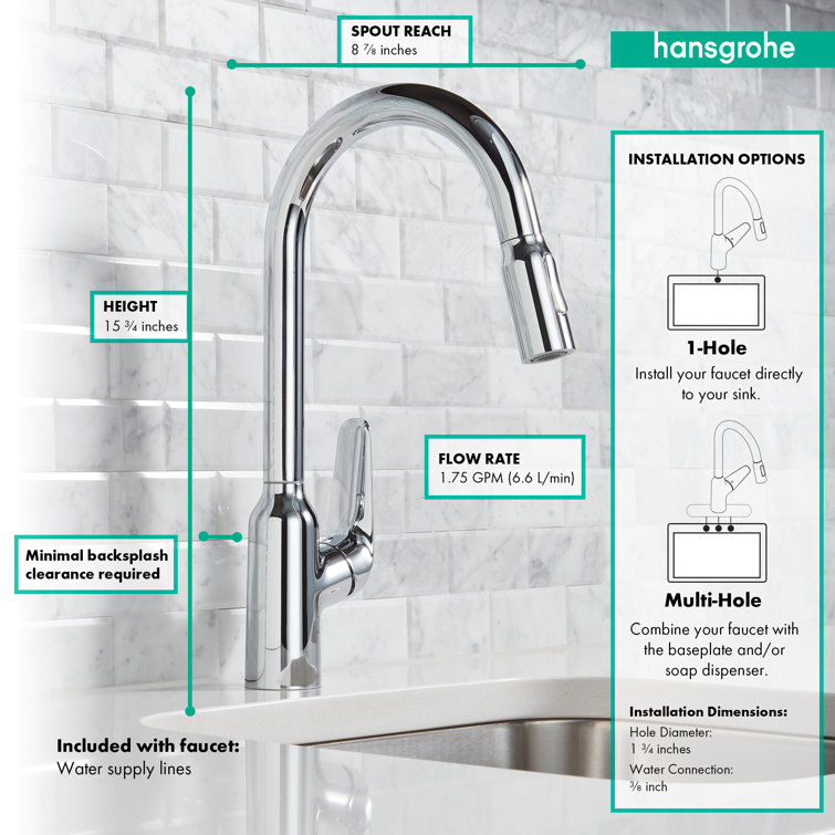 Chrome Single-Handle Pull-Down Kitchen Faucet with Spray