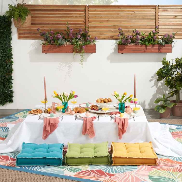 Multicolor Tropical Leaf Pattern Outdoor Area Rug