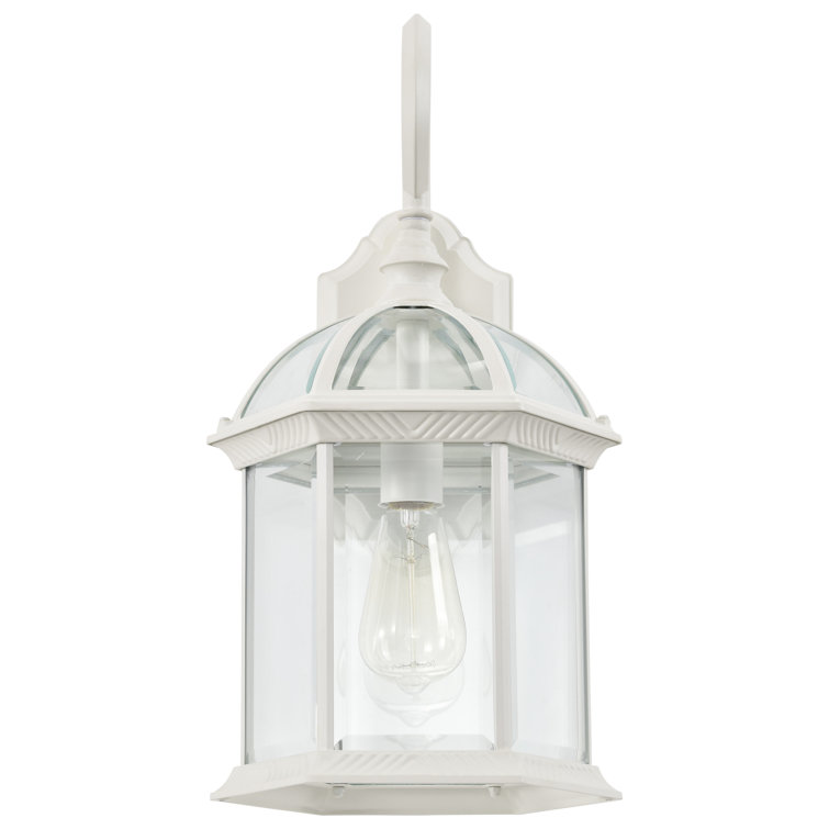 Charming Traditional White Lantern Wall Sconce, 19" Height