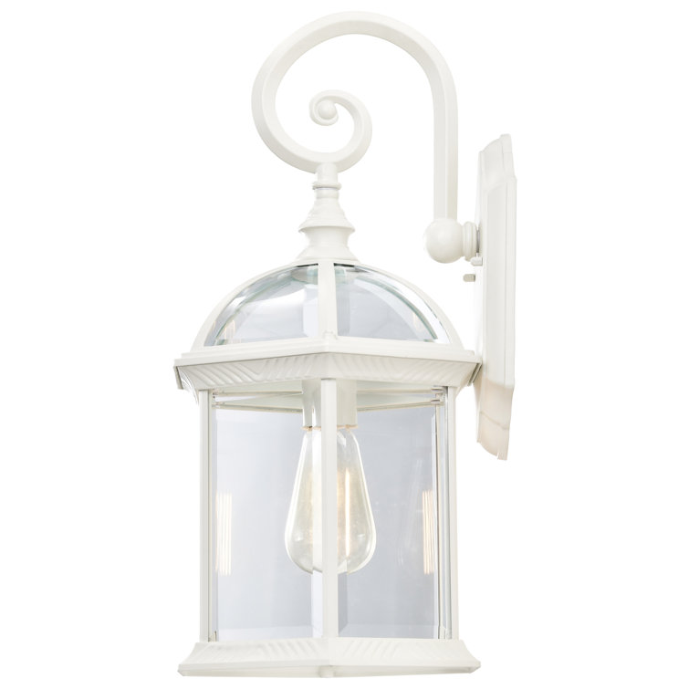 Charming Traditional White Lantern Wall Sconce, 19" Height