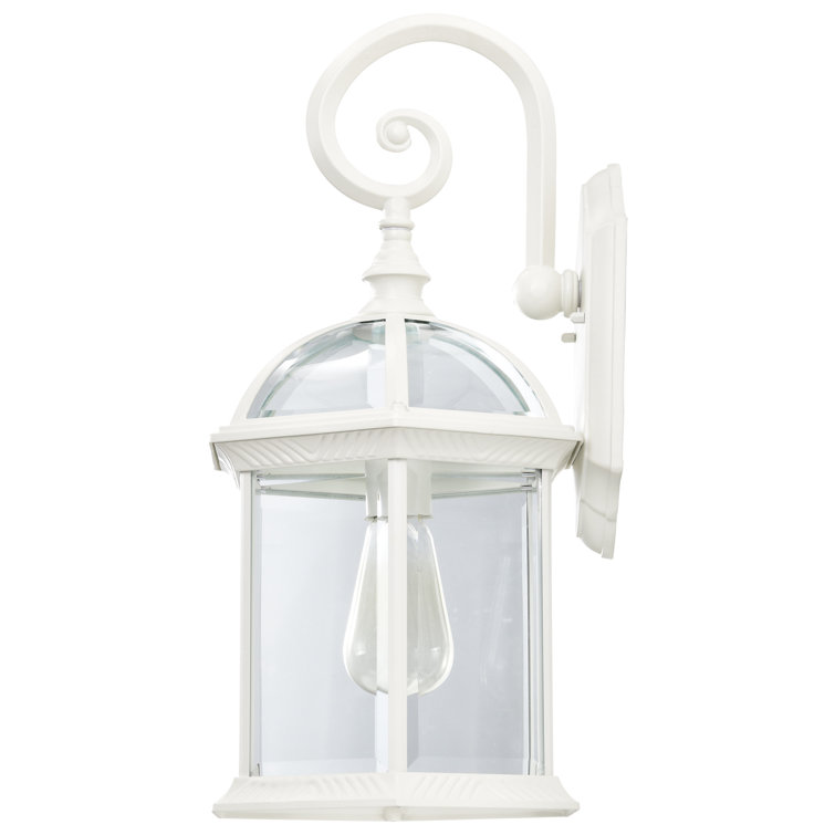 Charming Traditional White Lantern Wall Sconce, 19" Height