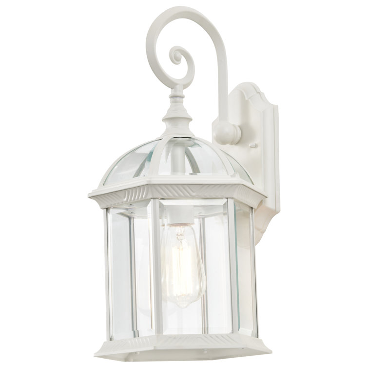 Charming Traditional White Lantern Wall Sconce, 19" Height