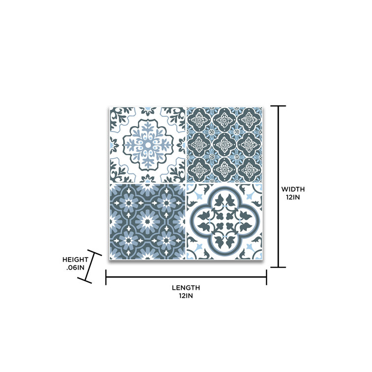 Myriad Blue and Gray Mosaic Peel & Stick Floor Tiles