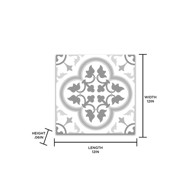 Remy 12'' x 12'' Gray and White Vinyl Peel & Stick Floor Tiles