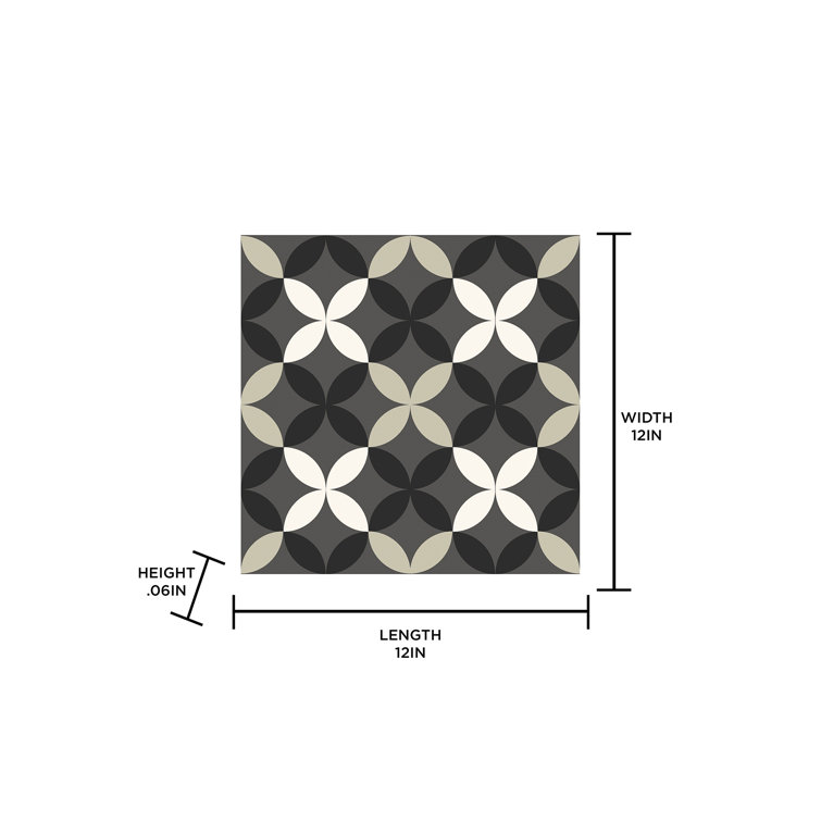 Arbor 12'' x 12'' Black and Tan Vinyl Peel and Stick Floor Tiles