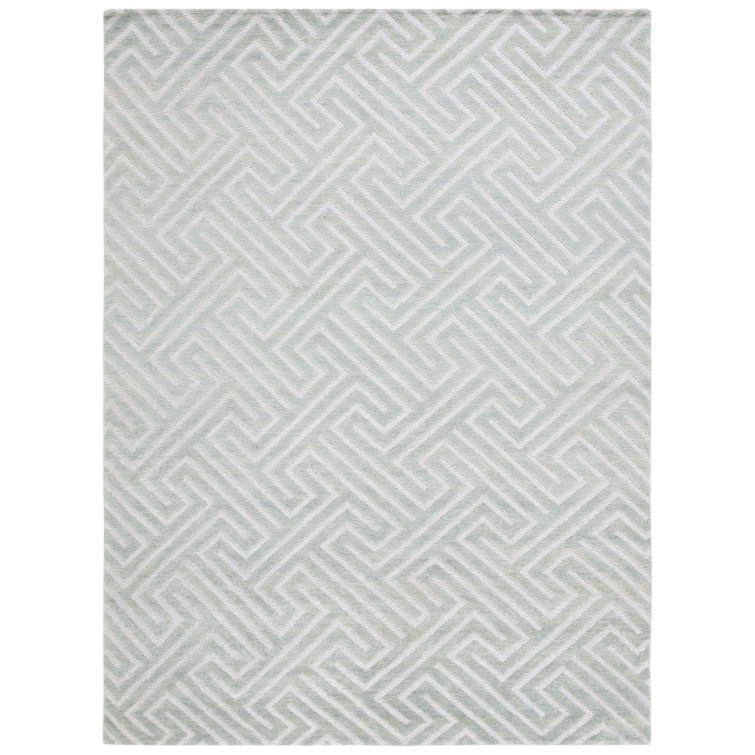 Santa Fe Light Grey Hand-Knotted Wool Area Rug 6' x 9'