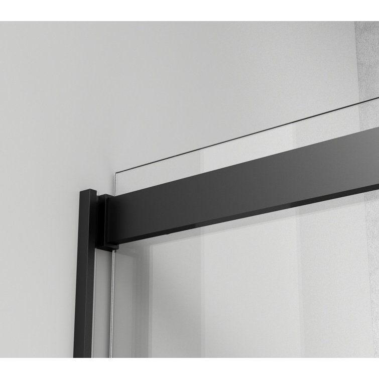 Matte Black Frameless Double Sliding Shower Door, 60 x 76 in