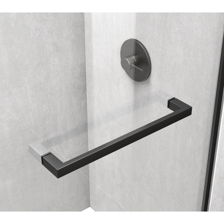 Matte Black Frameless Double Sliding Shower Door, 60 x 76 in
