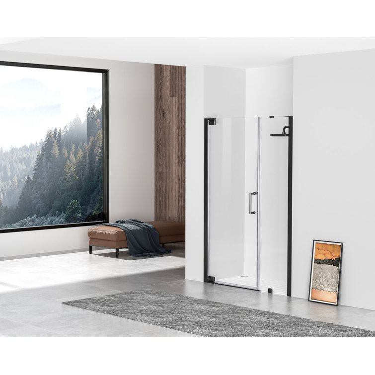 Matte Black 48 x 72 in. Semi-Frameless Hinged Shower Door