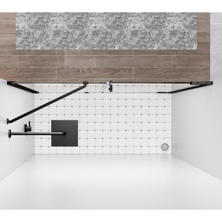 Matte Black Frameless Pivot Shower Door with Heavy-Duty Hinges