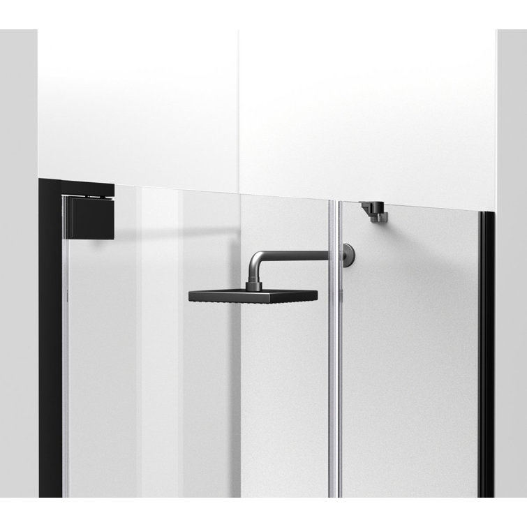 Matte Black Frameless Pivot Shower Door with Heavy-Duty Hinges