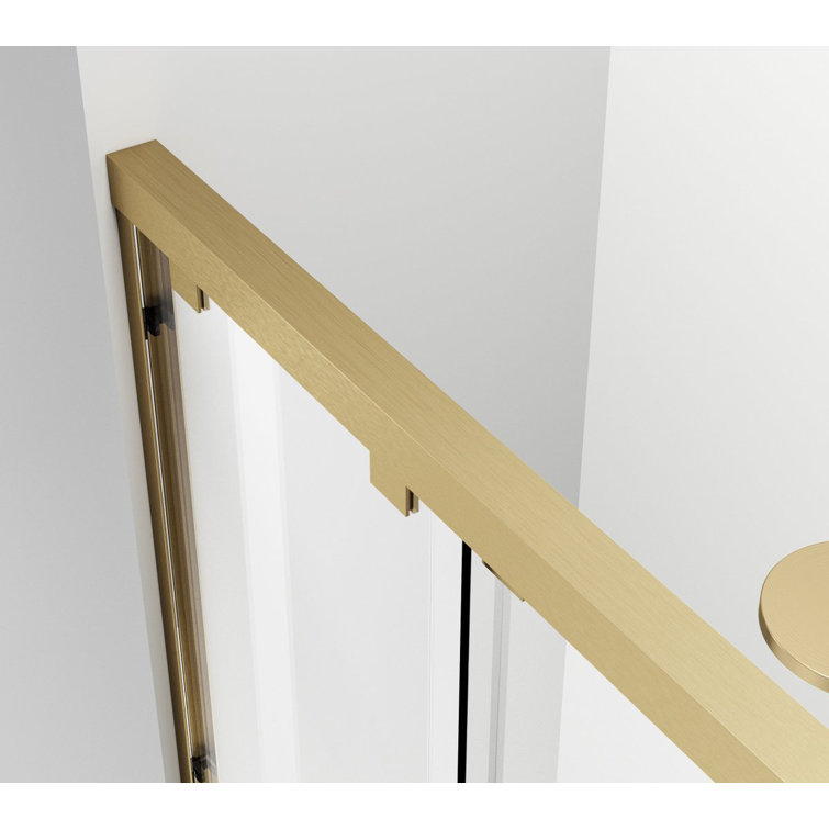Brushed Gold Frameless Double Sliding Shower Door, 48 x 76 in