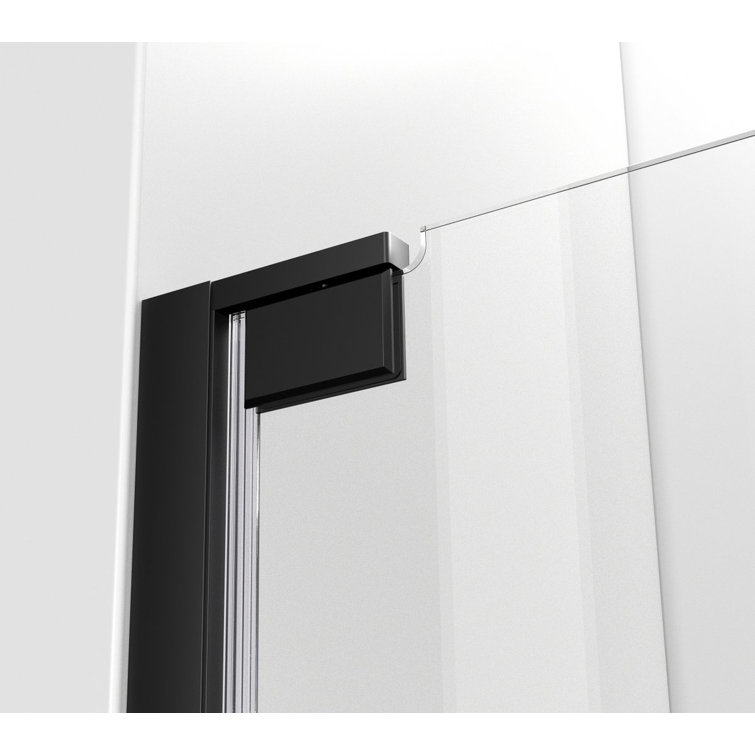 Matte Black Frameless Pivot Shower Door with Heavy-Duty Hinges