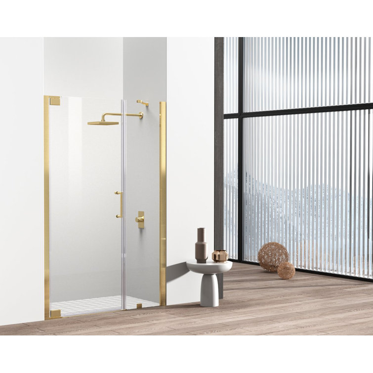 48" x 72" Brushed Gold Frameless Shower Door