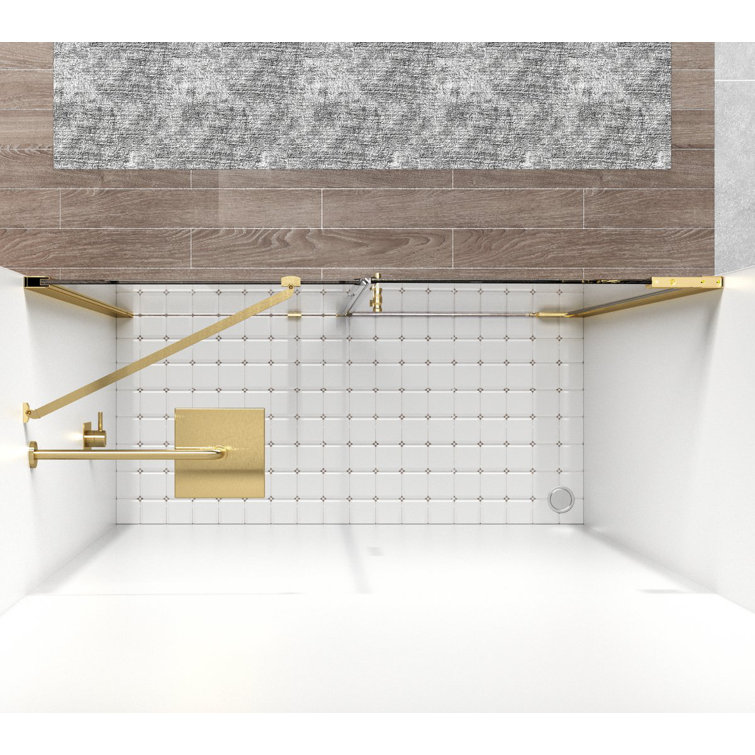 48" x 72" Brushed Gold Frameless Shower Door