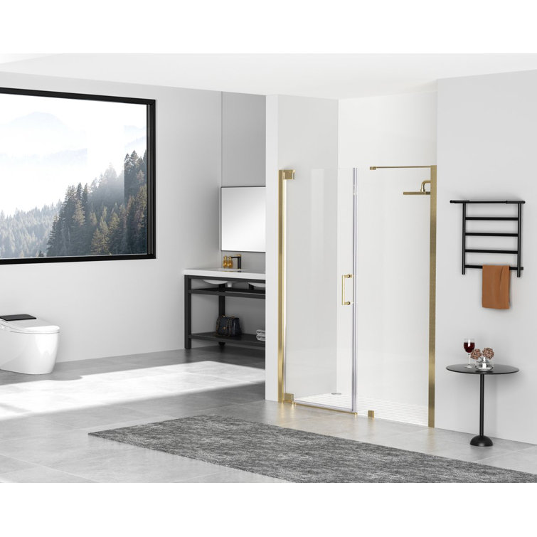 Elegant Gold Frameless Glass Shower Door 60 x 72