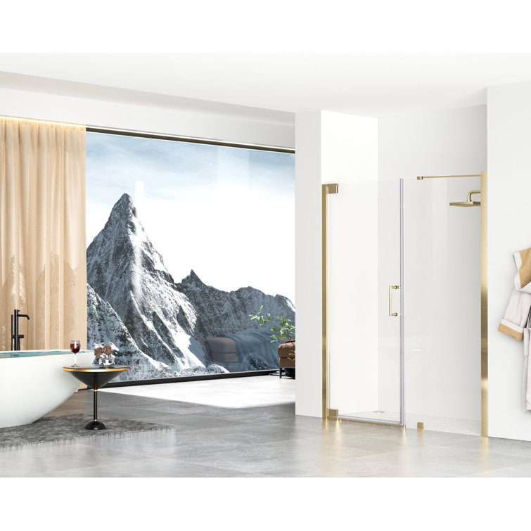 Elegant Gold Frameless Glass Shower Door 60 x 72