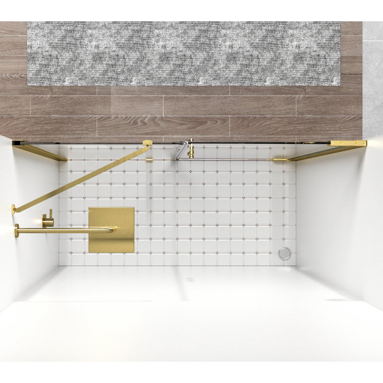 Elegant Gold Frameless Glass Shower Door 60 x 72