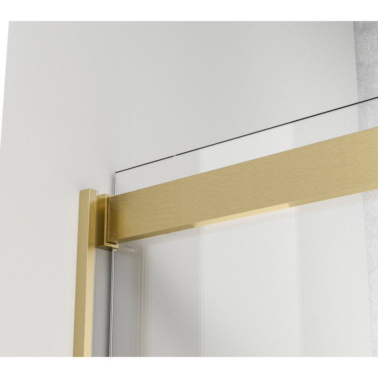 60" Frameless Double Sliding Shower Door in Brushed Gold