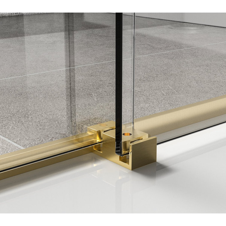 60" Frameless Double Sliding Shower Door in Brushed Gold