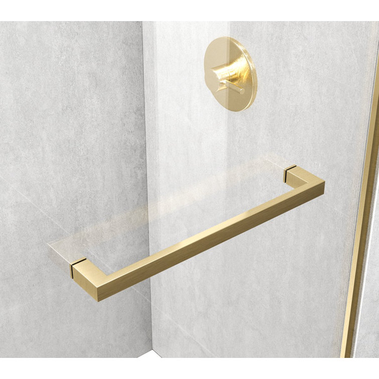 60" Frameless Double Sliding Shower Door in Brushed Gold