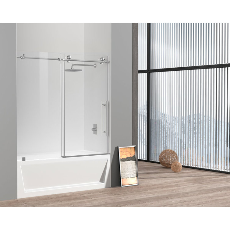 60" Frameless Sliding Tub Door with Brushed Nickel Finish