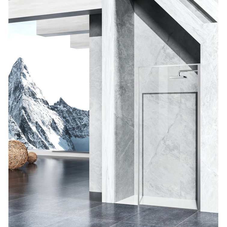 Chrome Framed Fixed Glass Shower Door Panel, 35" x 76"