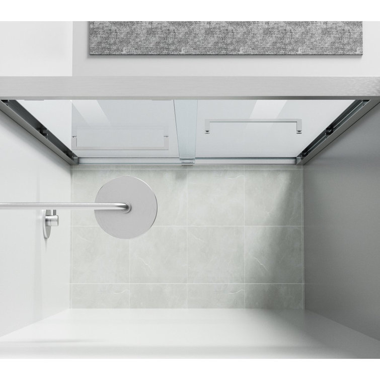 48" Brushed Nickel Frameless Double Sliding Shower Door