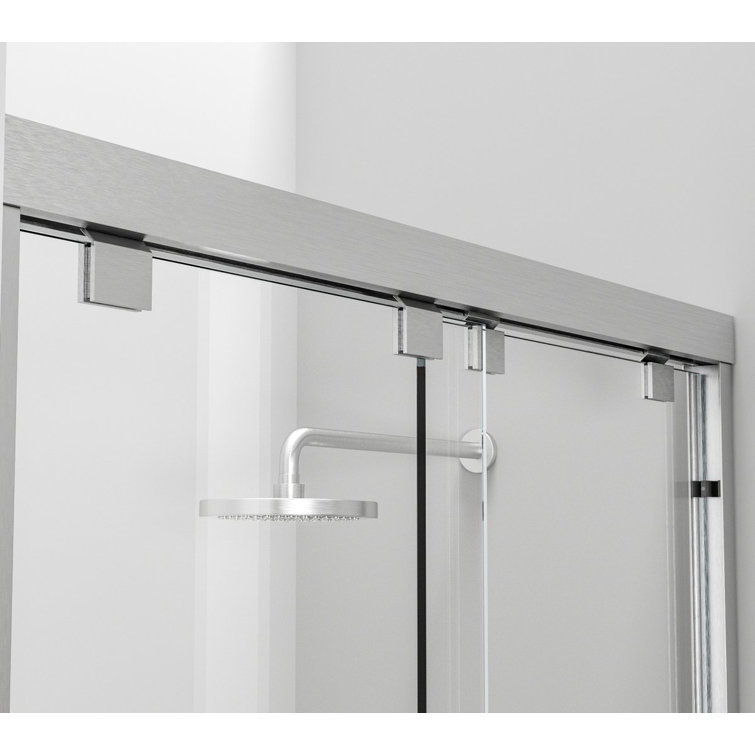 60" Brushed Nickel Double Sliding Semi-Frameless Tub Door