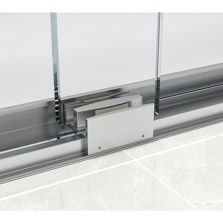 48" Brushed Nickel Frameless Double Sliding Shower Door