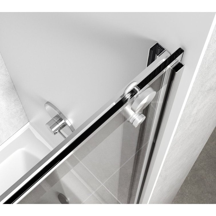 Brushed Nickel 60" Frameless Double Sliding Tub Door
