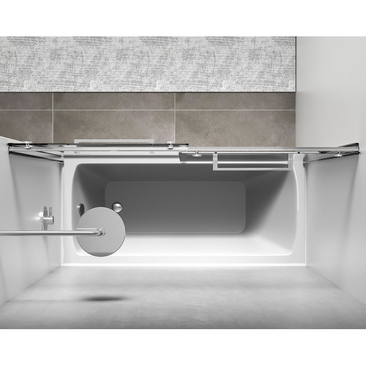 Brushed Nickel 60" Frameless Double Sliding Tub Door