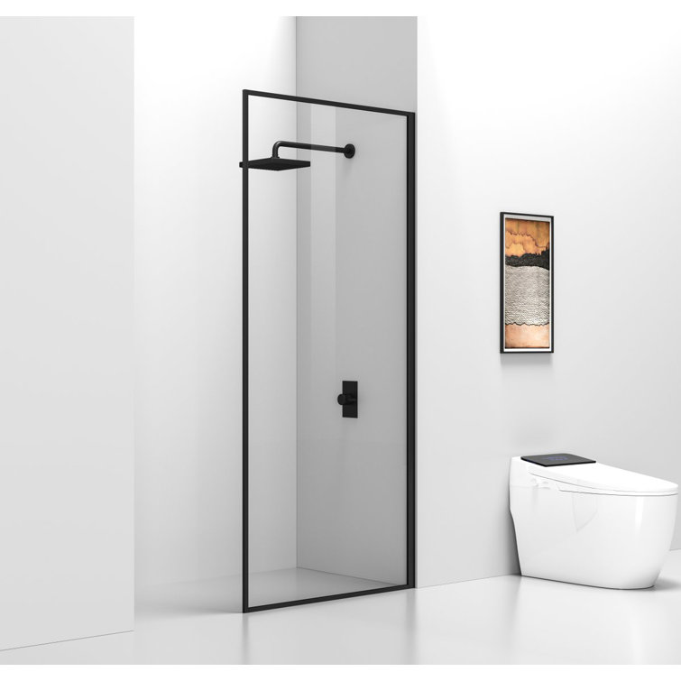 Matte Black 35" x 76" Framed Fixed Glass Shower Door