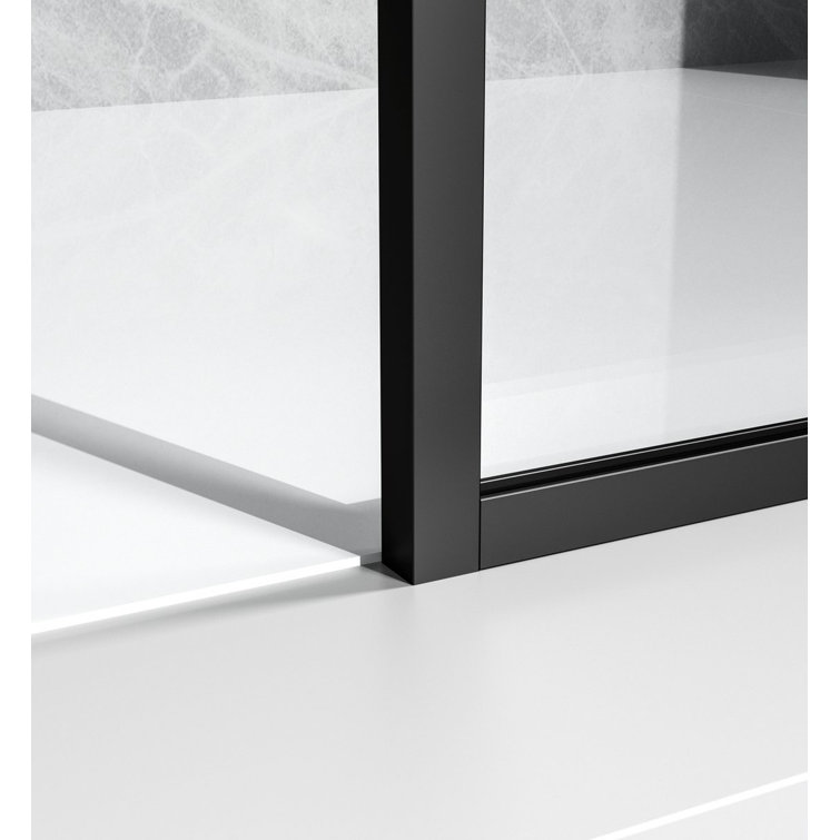 Matte Black 35" x 76" Framed Fixed Glass Shower Door