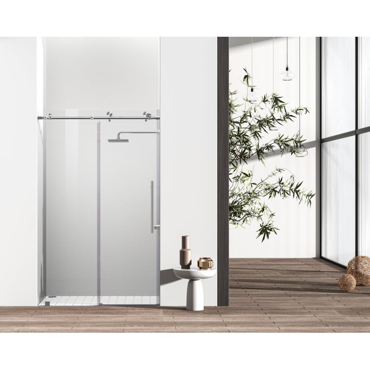 Brushed Nickel Frameless Sliding Shower Door 48" x 76"
