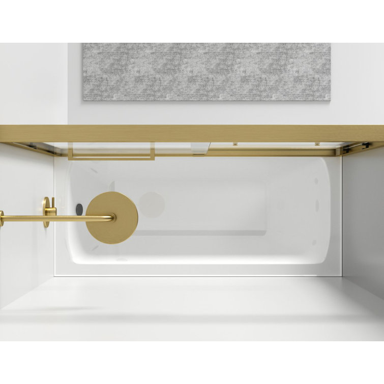 60" Brushed Gold Semi-Frameless Double Sliding Tub Door