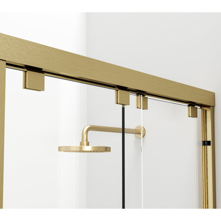 60" Brushed Gold Semi-Frameless Double Sliding Tub Door