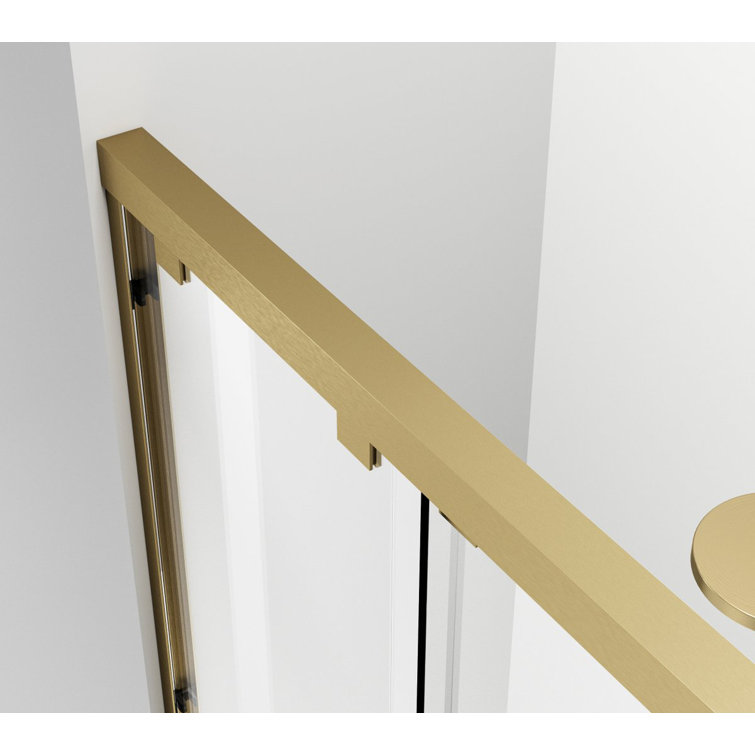 60" Brushed Gold Semi-Frameless Double Sliding Tub Door