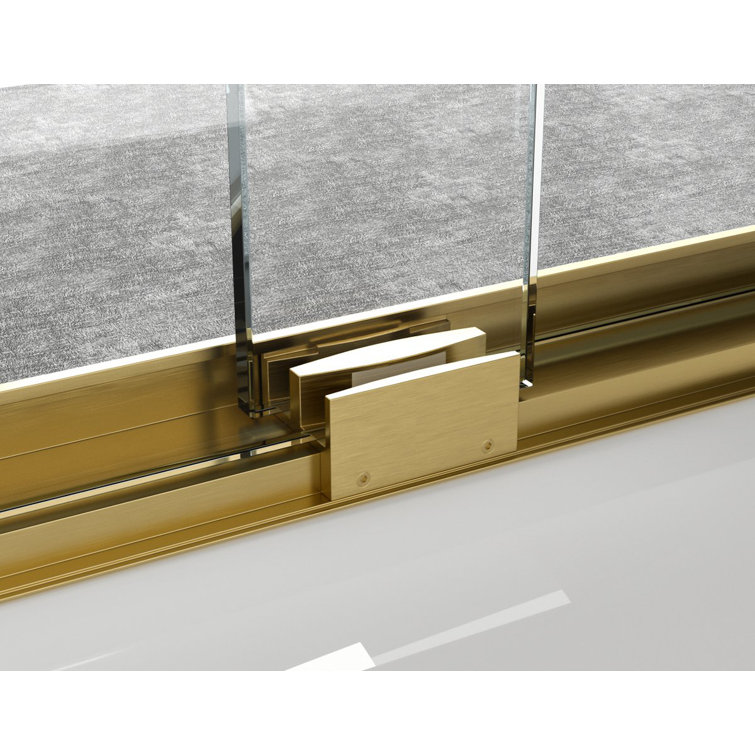 60" Brushed Gold Semi-Frameless Double Sliding Tub Door