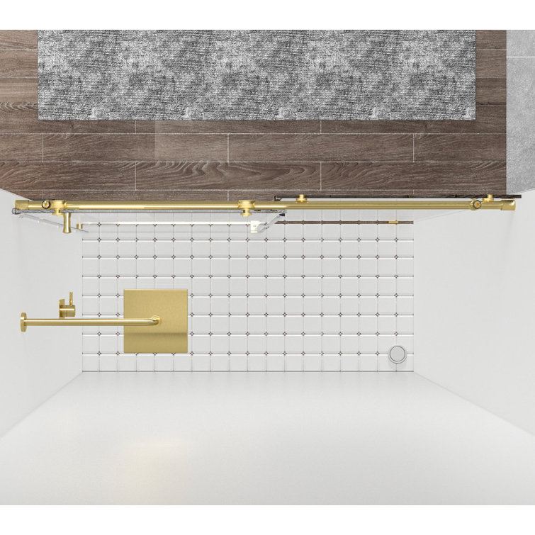 Raleigh Brushed Gold Frameless Hinged Shower Door