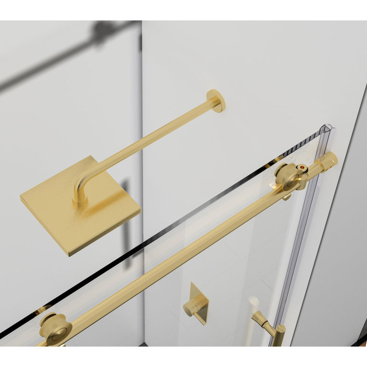 Raleigh Brushed Gold Frameless Hinged Shower Door