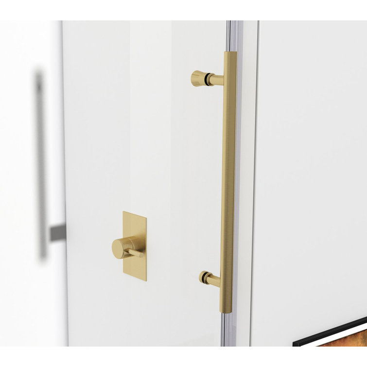 Raleigh Brushed Gold Frameless Hinged Shower Door