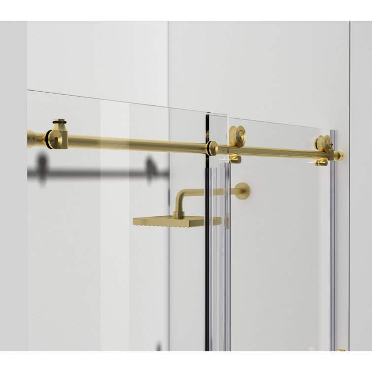 Raleigh Brushed Gold Frameless Hinged Shower Door