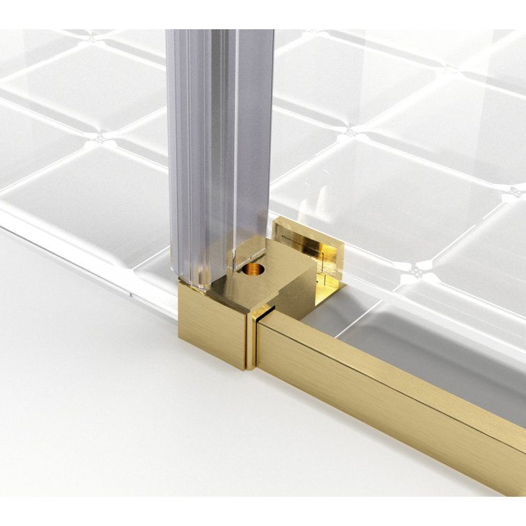 Raleigh Brushed Gold Frameless Hinged Shower Door