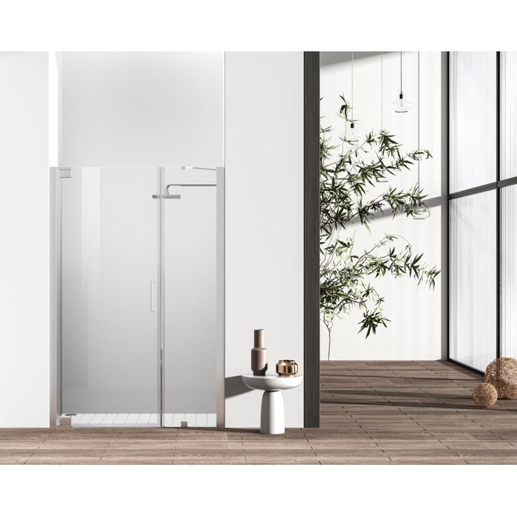 60 x 72 Polished Chrome Semi-Frameless Hinged Shower Door