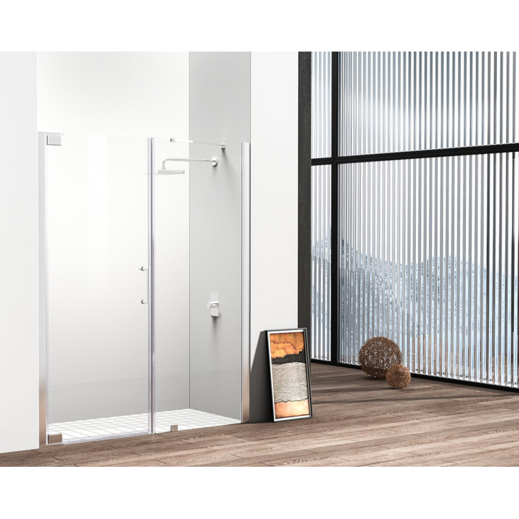 60 x 72 Polished Chrome Semi-Frameless Hinged Shower Door