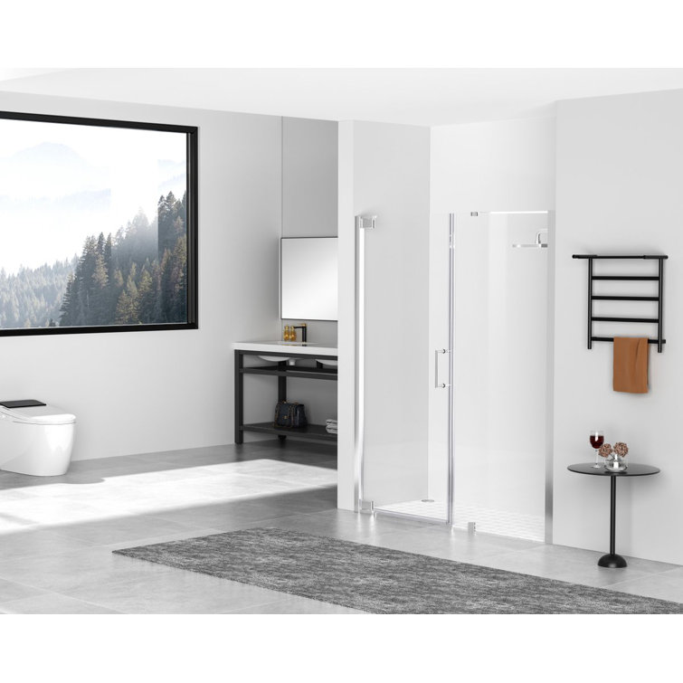 60 x 72 Polished Chrome Semi-Frameless Hinged Shower Door