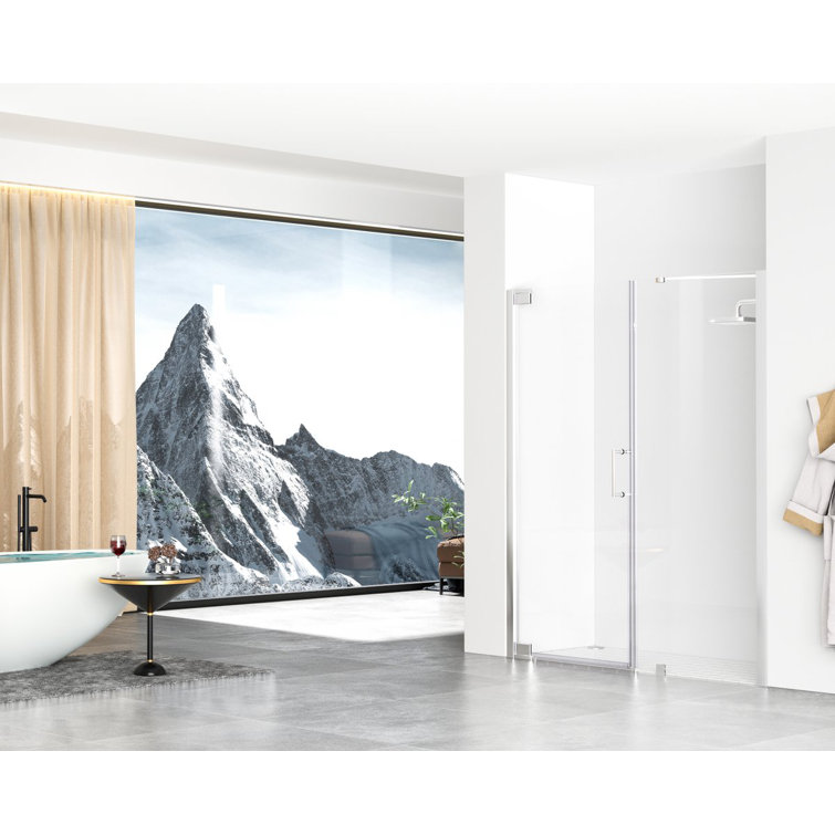 60 x 72 Polished Chrome Semi-Frameless Hinged Shower Door